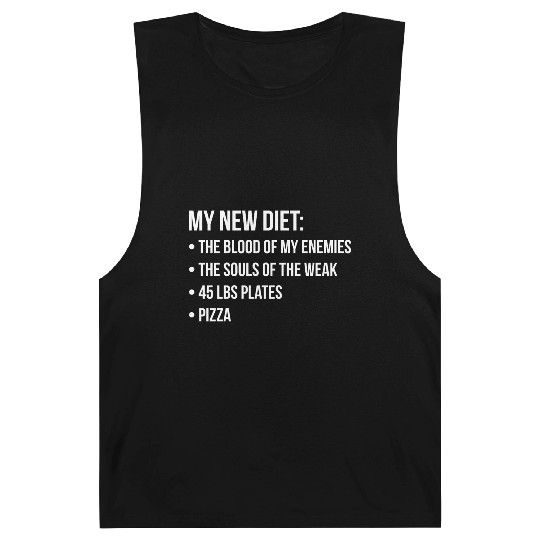New Diet, Blood, Souls, Pizza, Funny, Novelty Gym Barnard Tanks