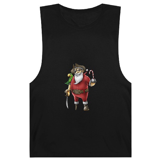 Santa Pirate Funny Christmas Candy Cane Hook Hand Barnard Tanks