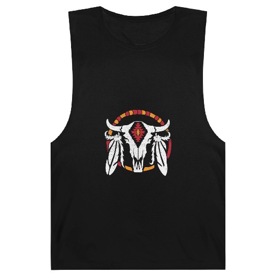 Aztec Pattern Cow Skull Cowboy Indian Mexican Barnard Tanks