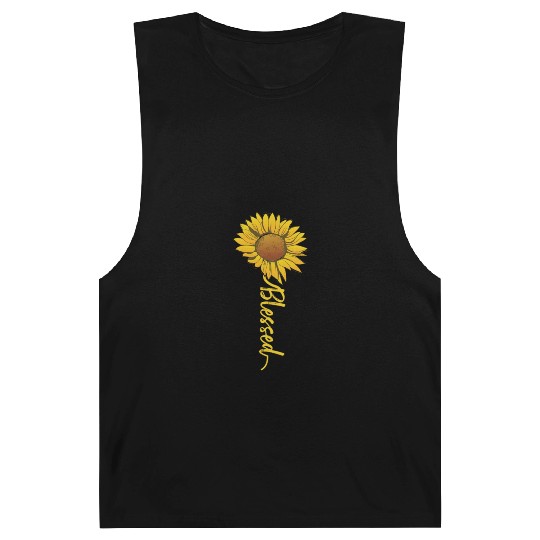 Cute Sunflower Blessed Faith Inspirational Barnard Tanks