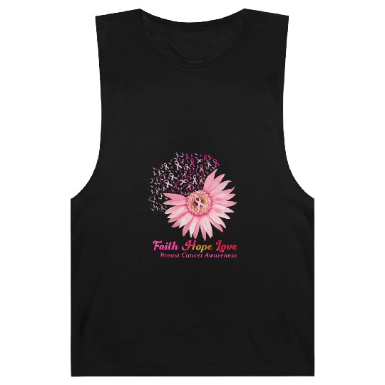 Faith Hope Love Breast Cancer Awareness Flower Pin Barnard Tanks