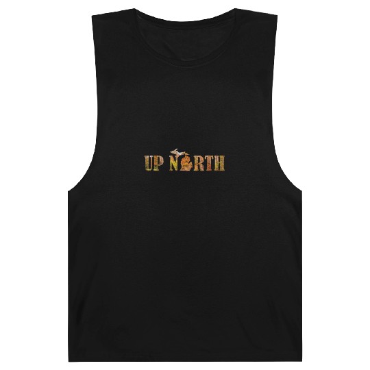 Up North Michigan Fall Leaves Silhouette Design Barnard Tanks