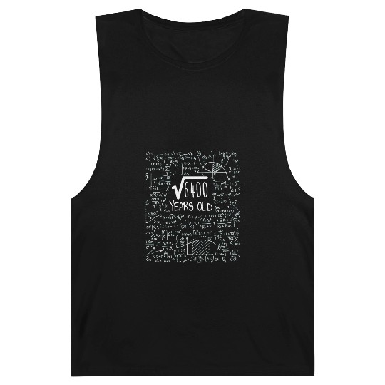 Square Root of 6400 - 80th Birthday Geek Design Barnard Tanks