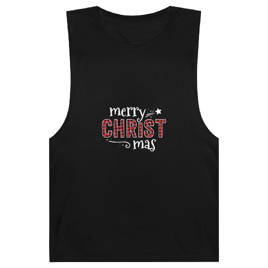 Buffalo Plaid Merry Christ Mas Barnard Tanks Christmas