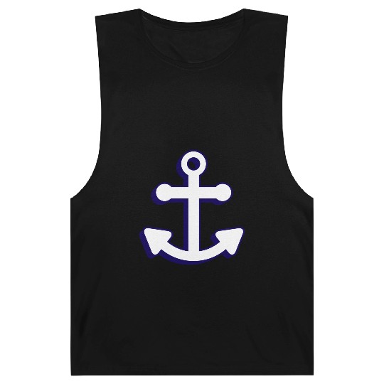 Nautical boat anchor in navy blue and white 3D Barnard Tanks