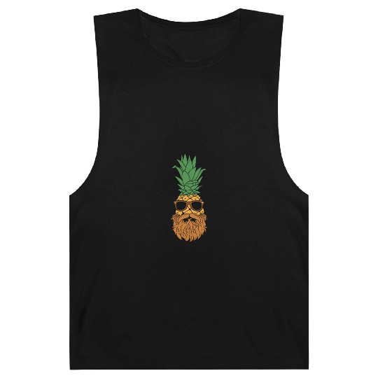 Pineapple Bearded Man Fruit Hawaii Mustache Gift Barnard Tanks