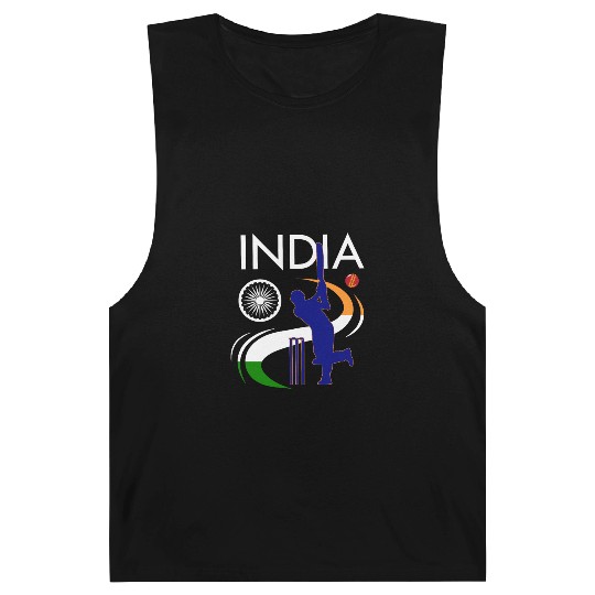 India Cricket With Indian Flag Brush Stroke Barnard Tanks