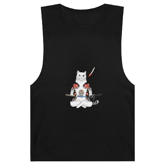Japanese Samurai Cat Katana Ninja Yakuza Tattoo Barnard Tanks