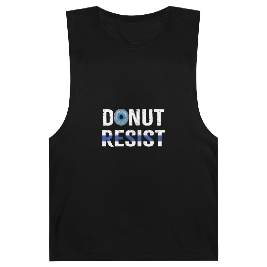 Police Officer Donut Resist Thin Blue Line Cop Barnard Tanks