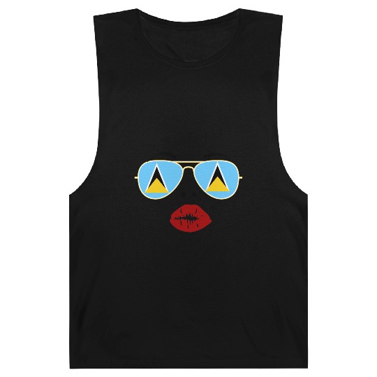Saint Lucia Flag St Lucia Sunglasses Lips Kiss Barnard Tanks