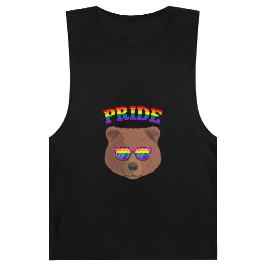 Gay Pride Grizzly Bear with LGBT Rainbow Barnard Tanks