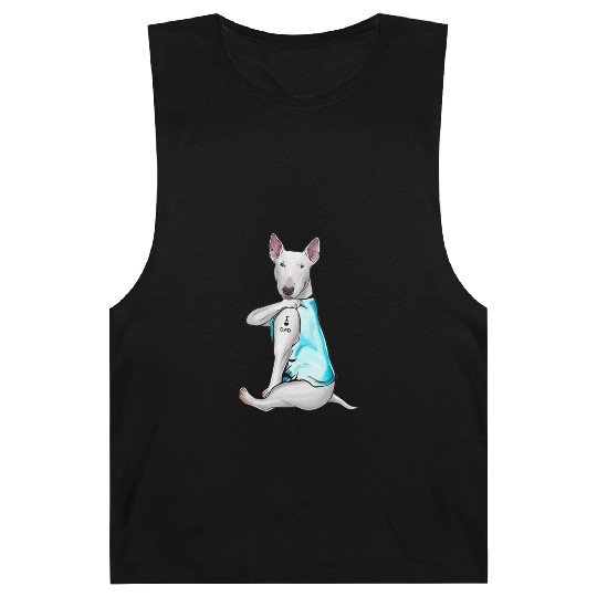Bull Terrier Tattoos I Love Dad Sitting Gift Fathe Barnard Tanks