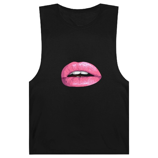 realistic sexy pink lips vector illustration Barnard Tanks