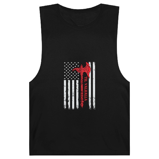 American Viking Axe Flag Til Valhalla Veteran USA Barnard Tanks
