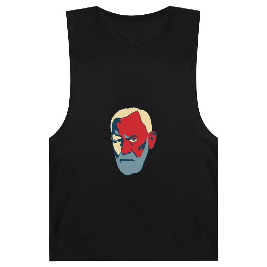 Sigmund Freud Portrait - Red and Blue Barnard Tanks