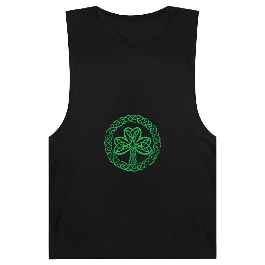 Irish Celtic Knot Shamrock Distressed Clover Barnard Tanks
