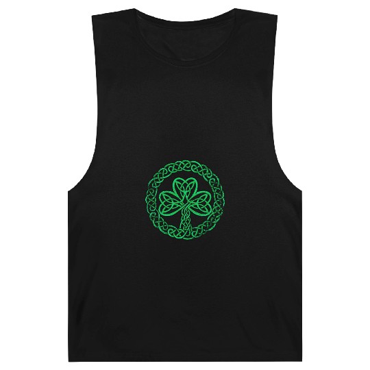 Irish Celtic Knot Shamrock Distressed Clover Barnard Tanks