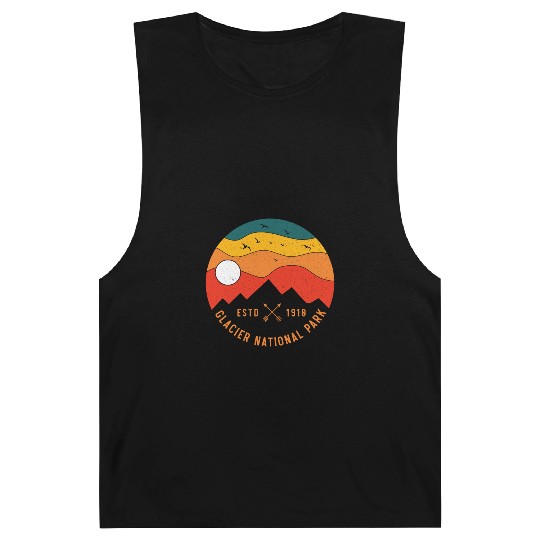Retro Glacier National Park Montana Souvenir 80s Barnard Tanks