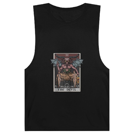 The Devil Tarot Card Halloween Baphomet Satanic Ba Barnard Tanks