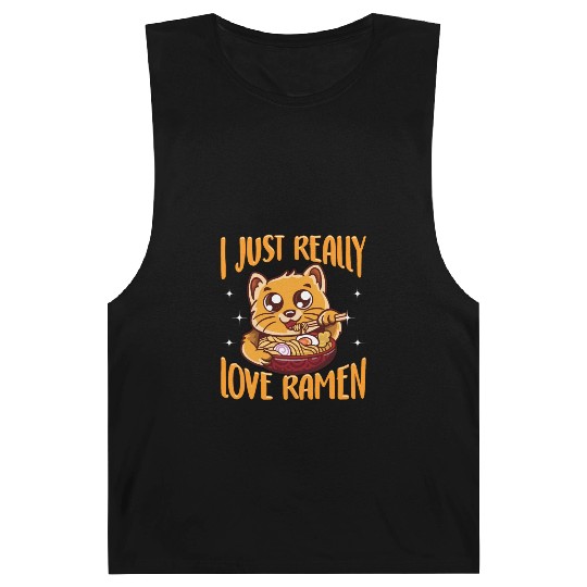 Cute & Funny I Just Really Love Ramen Anime Cat Barnard Tanks