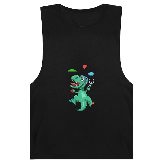 Funny T-Rex Bouldering and Rock Climbing Gift Barnard Tanks