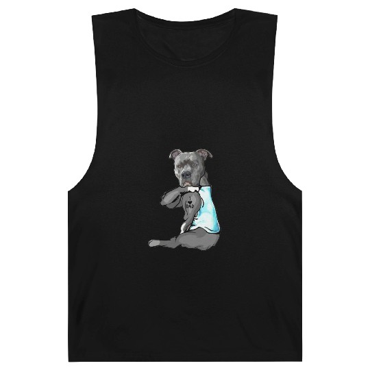 Cute Pitbull I Love Dad Dog Lovers Fathers Day Barnard Tanks