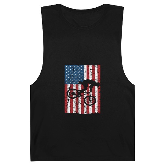 Vintage American Flag Bike Racing Gifts Kids BMX Barnard Tanks