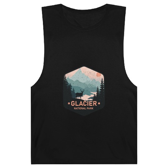 Vintage Glacier National Park Deer Mountains Gift Barnard Tanks
