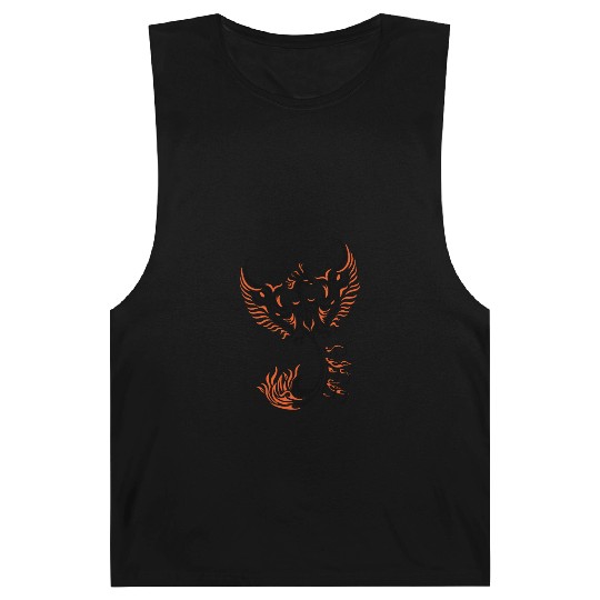 PHOENIX tattoo / Tribal art - Black and Orange Barnard Tanks