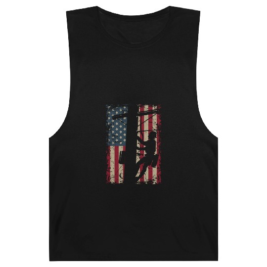 American Flag I USA I Patriotic Lineman Barnard Tanks