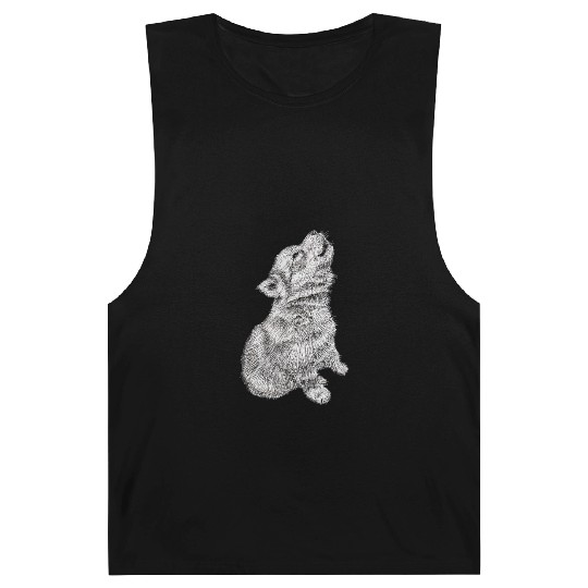 Cute Baby Howling Wolf Cub Sketch Barnard Tanks