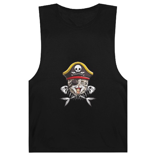 Cat Pirate Jolly Roger Flag Skull Crossbones Capta Barnard Tanks