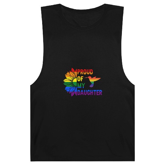 Proud of My Daughter Gay Pride Rainbow Sunflower Barnard Tanks