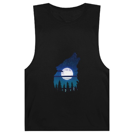 Howling wolf full moon forest howling wild Barnard Tanks