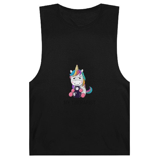 My Therapist Unicorn Workout Funny Gym Summer Barnard Tanks