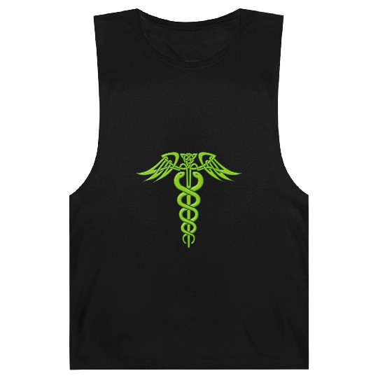 Green Celtic Knot Caduceus Barnard Tanks