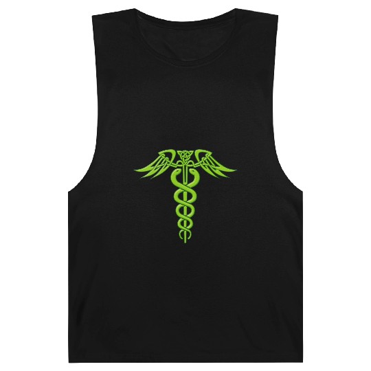 Green Celtic Knot Caduceus Barnard Tanks