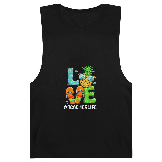 Summer Love Teacher life Love Pineapple Barnard Tanks