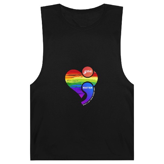 Rainbow Heart Semicolon You Matter Barnard Tanks