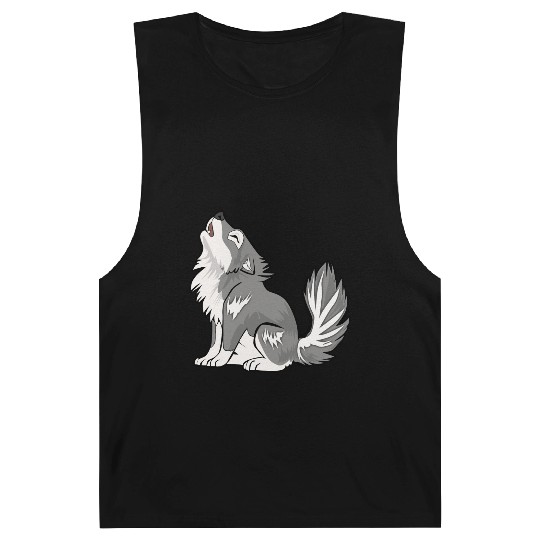 Cute Baby Howling Wolf Cub Gifts Animals Lover Barnard Tanks