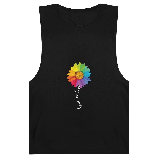 Love Is Love Rainbow Sunflower LGBT Gay Lesbian Barnard Tanks