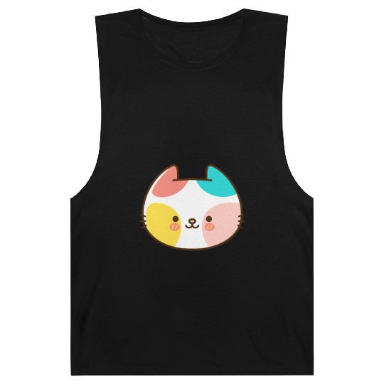 Kawaii Cat Head Multicolored Barnard Tanks