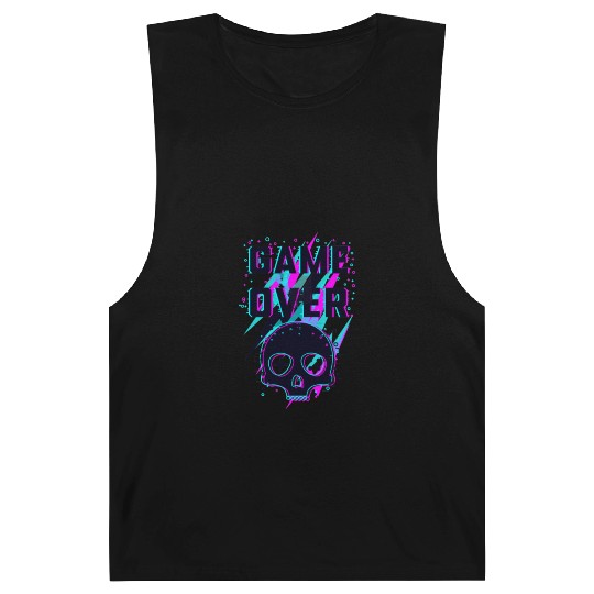 Retro Game Over Purple Lightning Skull Barnard Tanks