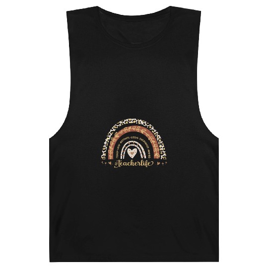 Boho Leopard Rainbow Teacher Life Teach Love Barnard Tanks