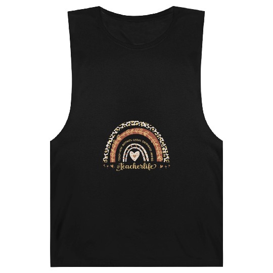 Boho Leopard Rainbow Teacher Life Teach Love Barnard Tanks