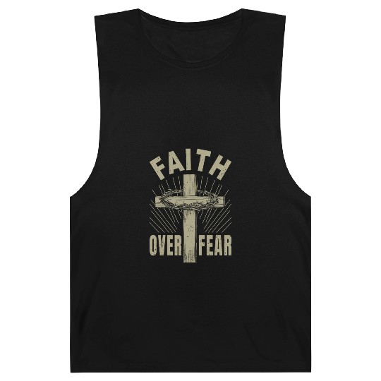 Jesus Christ Cross Faith Over Fear Christian Gift Barnard Tanks