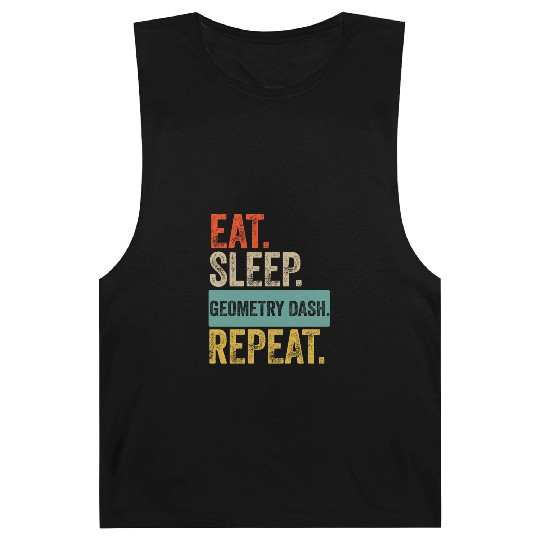 Eat sleep geometry dash repeat retro vintage Barnard Tanks