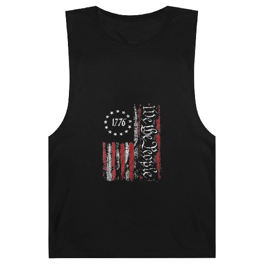 Old American Flag Patriotic 1776 We The People USA Barnard Tanks