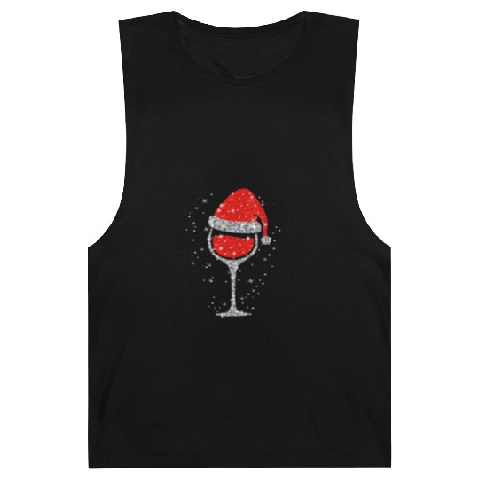 Christmas Wine Glass Snowflakes Santa Hat Red Wine Barnard Tanks