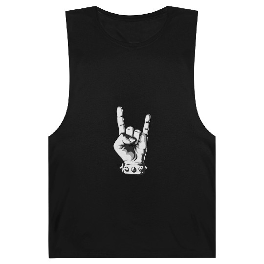Rock And Roll Finger Sign Music Cool Rock Band Pun Barnard Tanks